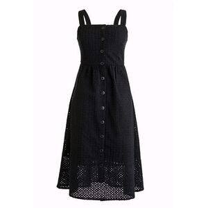J.CREW Classic button-front midi sundress embroidered eyelet Black Size 0 (B2